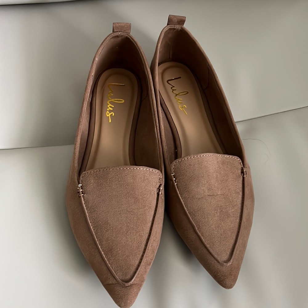 Emmy Camel Suede Pointed Loafers